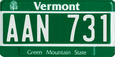 VT license plate AAN731