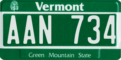 VT license plate AAN734