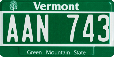 VT license plate AAN743
