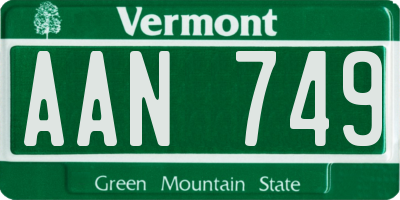 VT license plate AAN749