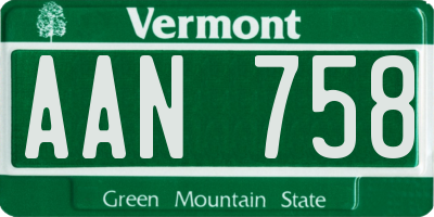 VT license plate AAN758