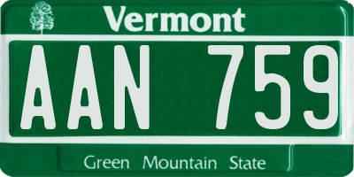 VT license plate AAN759