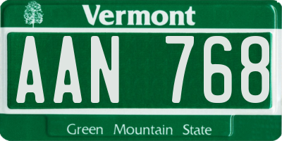 VT license plate AAN768