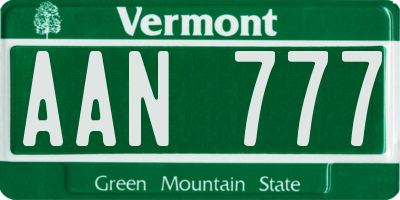 VT license plate AAN777