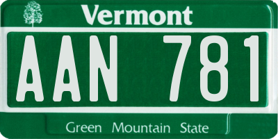 VT license plate AAN781