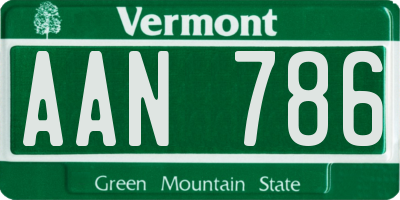 VT license plate AAN786