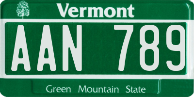 VT license plate AAN789