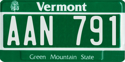 VT license plate AAN791