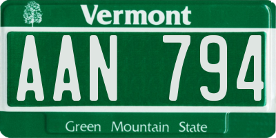 VT license plate AAN794