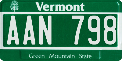 VT license plate AAN798