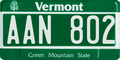 VT license plate AAN802