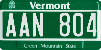 VT license plate AAN804