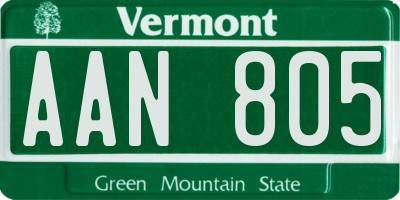 VT license plate AAN805