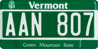 VT license plate AAN807