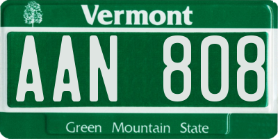 VT license plate AAN808