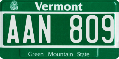 VT license plate AAN809