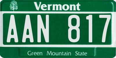 VT license plate AAN817