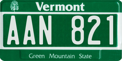 VT license plate AAN821