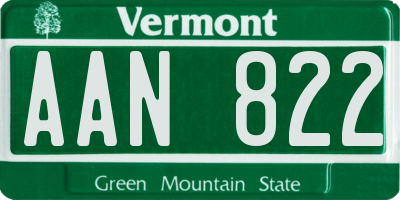 VT license plate AAN822