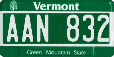 VT license plate AAN832