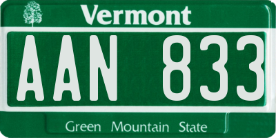 VT license plate AAN833