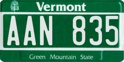 VT license plate AAN835