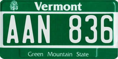 VT license plate AAN836