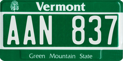 VT license plate AAN837
