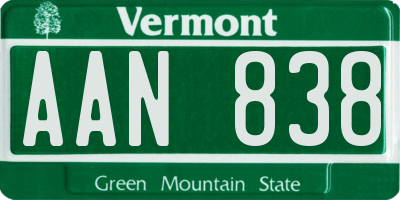 VT license plate AAN838