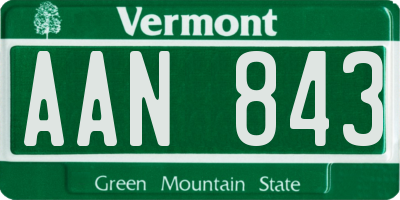 VT license plate AAN843