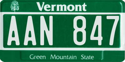 VT license plate AAN847