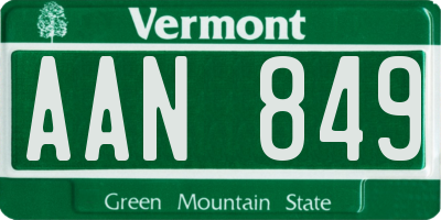 VT license plate AAN849