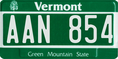 VT license plate AAN854