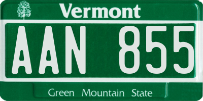 VT license plate AAN855