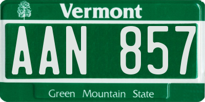 VT license plate AAN857