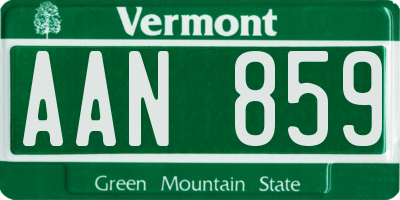 VT license plate AAN859