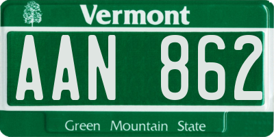 VT license plate AAN862