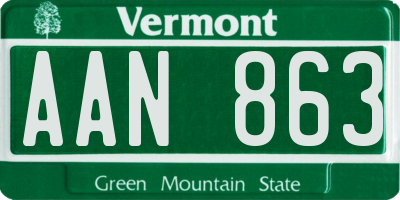 VT license plate AAN863