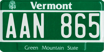 VT license plate AAN865