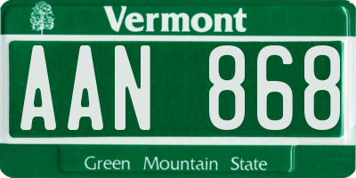VT license plate AAN868