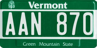 VT license plate AAN870