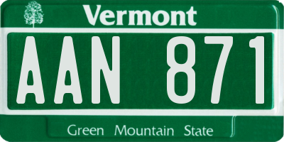 VT license plate AAN871