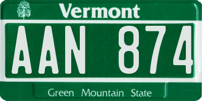 VT license plate AAN874