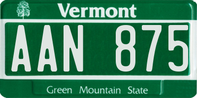 VT license plate AAN875