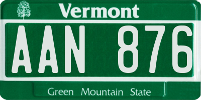 VT license plate AAN876
