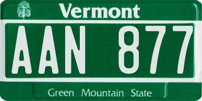 VT license plate AAN877