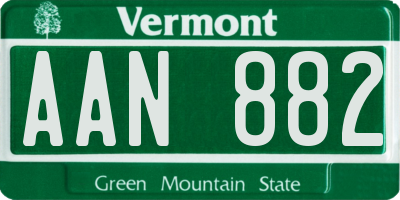 VT license plate AAN882