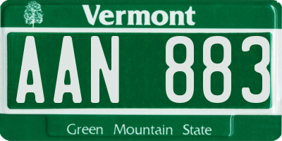VT license plate AAN883