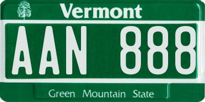 VT license plate AAN888