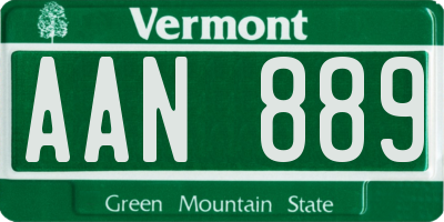 VT license plate AAN889
